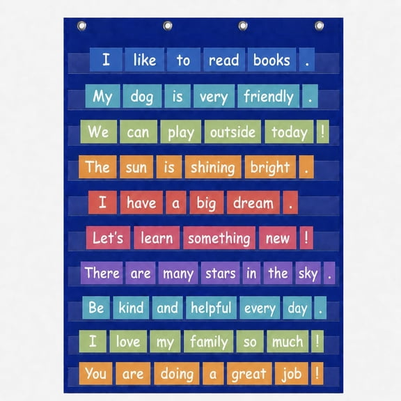 CCOCC Pocket Chart for Classroom, Large 10 Clear Pockets for Word Wall Letter Cards Sentence Strips, Hanging Pocket Chart for Homeschool, Teacher Supplies, Office, 44 X 27.5"