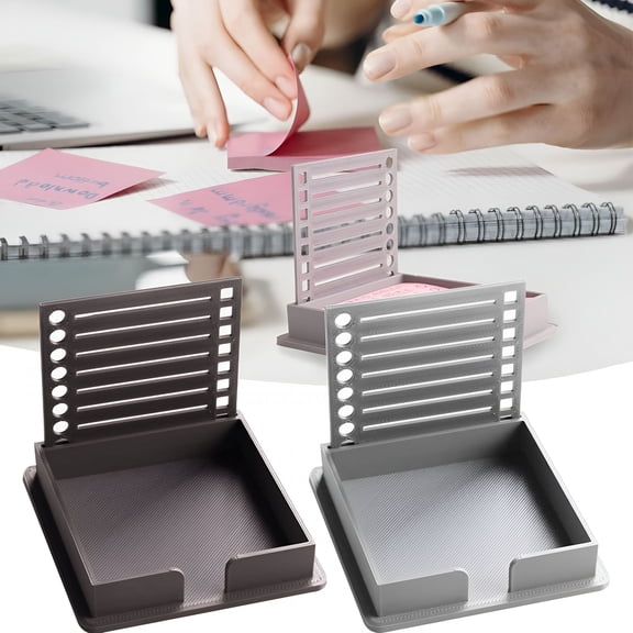 CCOCC Post-it Note Template Holder and Dispenser, 3D Printed Sticky Notes Organizer with Stencil, Minimalist Desk Stationery Storage for Office School Productivity (Notes Not Included)