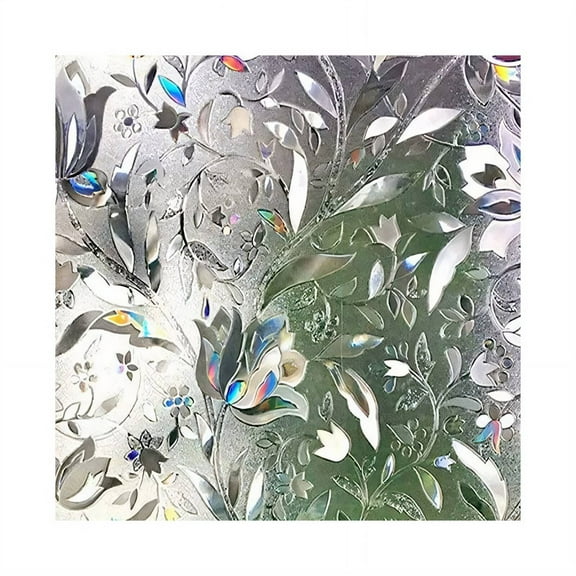 CCOCC Privacy Window Film,Floral Frosted Frosted Glass Window Film,Heat Reflective And Uv Resistant Sun Catcher,Style 1
