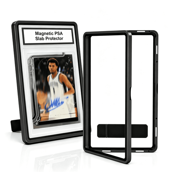 CCOCC Psa Slab Case with Stand for Collectors-Premium Display&Storage Fits for 35Pt Psa,Cgc,Csg Cards,Heavy Duty Tempered Glass&Aluminum,Secure 9-Point Magnetic Lock,Waterproof Protector