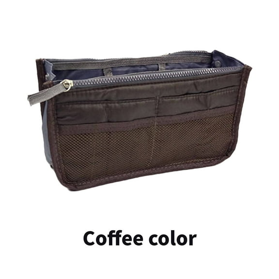 CCOCC Purse Organizer Insert,Exquisite Zipper Purse Insert Organizer,Nylon Snap Handbag Organizer,Coffee