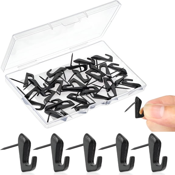 CCOCC Push Pin Hooks for Hanging Pictures,30 Pack,Black,Decorative Push Pins for Wall Tacks,Wall Pins for Hanging and Bulletin Board