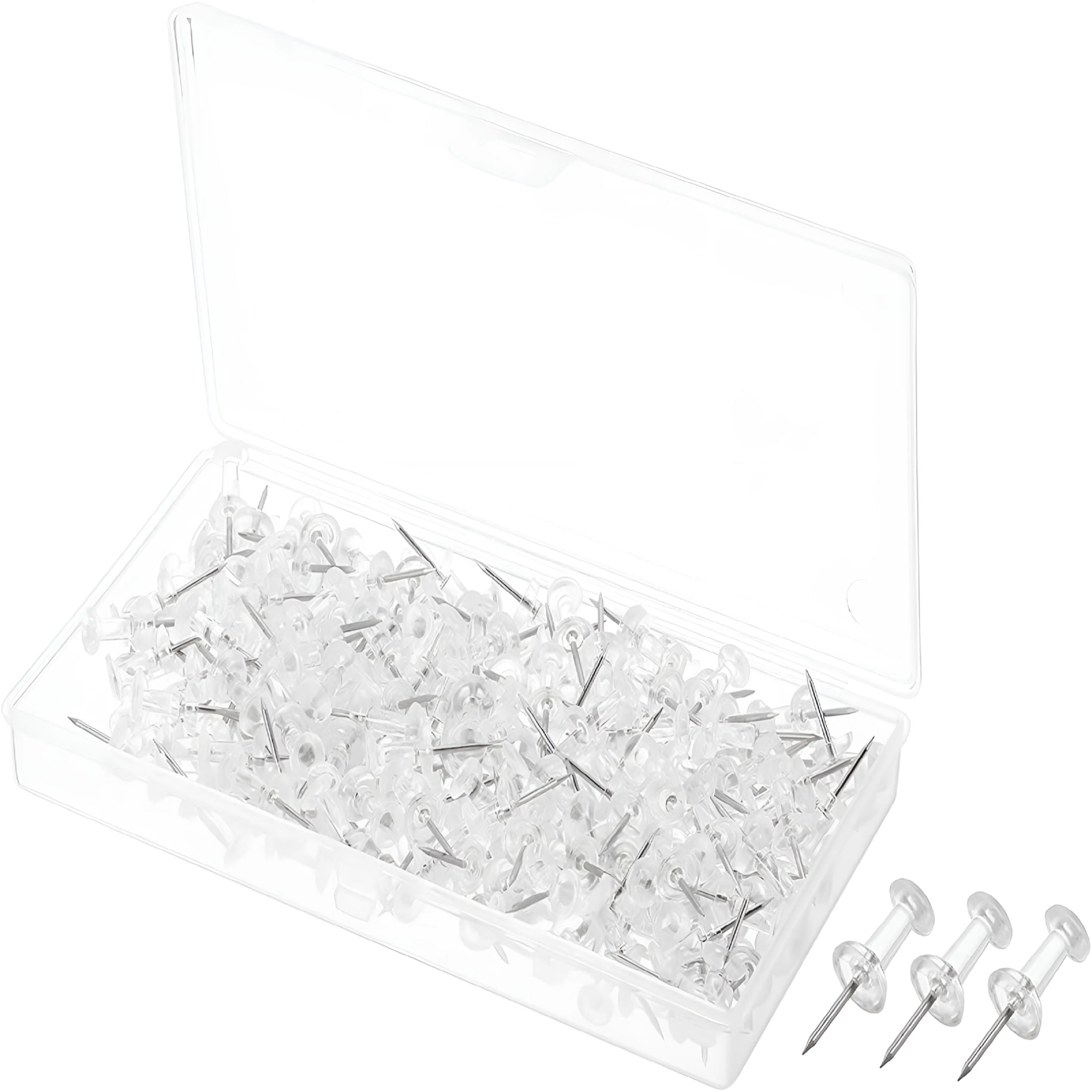 CCOCC Push Pins,200 Pack Clear Plastic Head Thumb Tacks Silver Steel ...