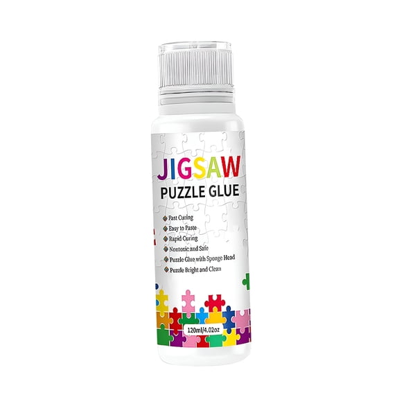 CCOCC Puzzle Glue Jigsaw Saver Glue for 1000/1500/2000 Piece Puzzles Quick Drying 120ml Jigsaw Puzzle Glue Clear with Sponge Head