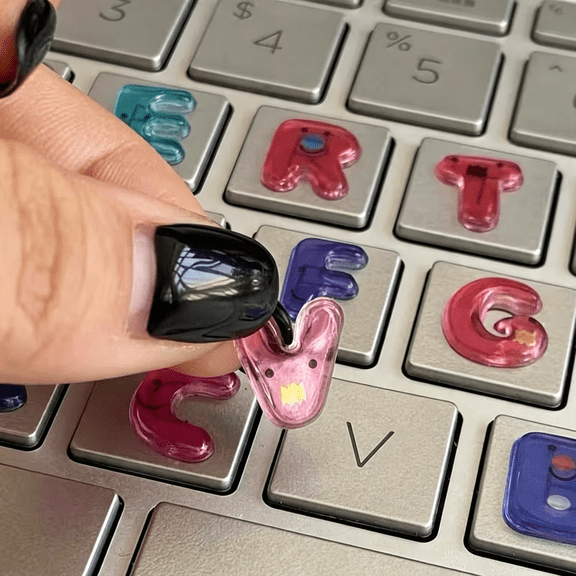 CCOCC Pvc Keyboard Stickers - Glossy Bright Keycaps,Colorful A-Z Letters and Numbers Included,Irregular Layout,For Laptops,Pcs,Computers Glossy Bright Irregular Layout Keyboard Stickers