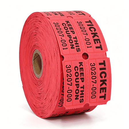 CCOCC Raffle Tickets Double Rolls 1000 Per Roll 50/50 Raffle Tickets for Events,Carnivals,Entry,Class Reward,Prizes(Red)