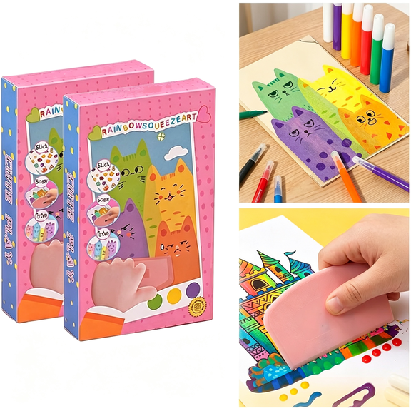 CCOCC Rainbow Scratch Art Set for Kids-35 Pcs Magic Scratch Paper with Postcard Back-Squeegee Art Kit Includes Wooden Stylus and Stickers-Creative Craft Gift for Girls and Boys Birthday-2 Sets