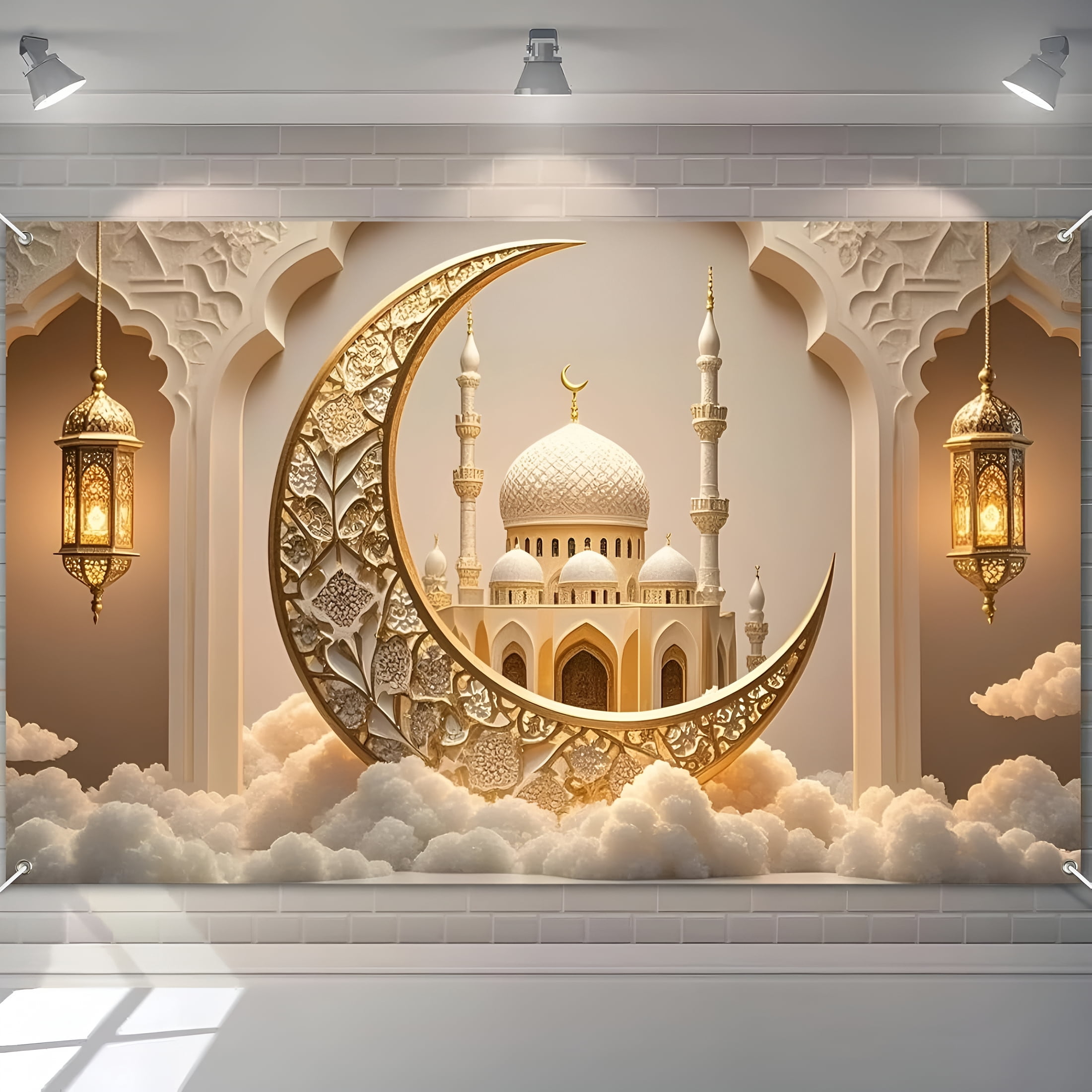 CCOCC Ramadan Decorations Islamic Crescent Moon Mosque Backdrop Eid ...