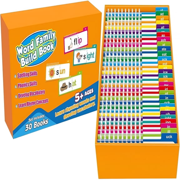 CCOCC Read and Rhyme Flip Books Word Family Flip Books Reading Flip Book Abc Vocabulary Flashcards Learn to Read Phonics Cards Educational Reading Games (Yellow One Size)