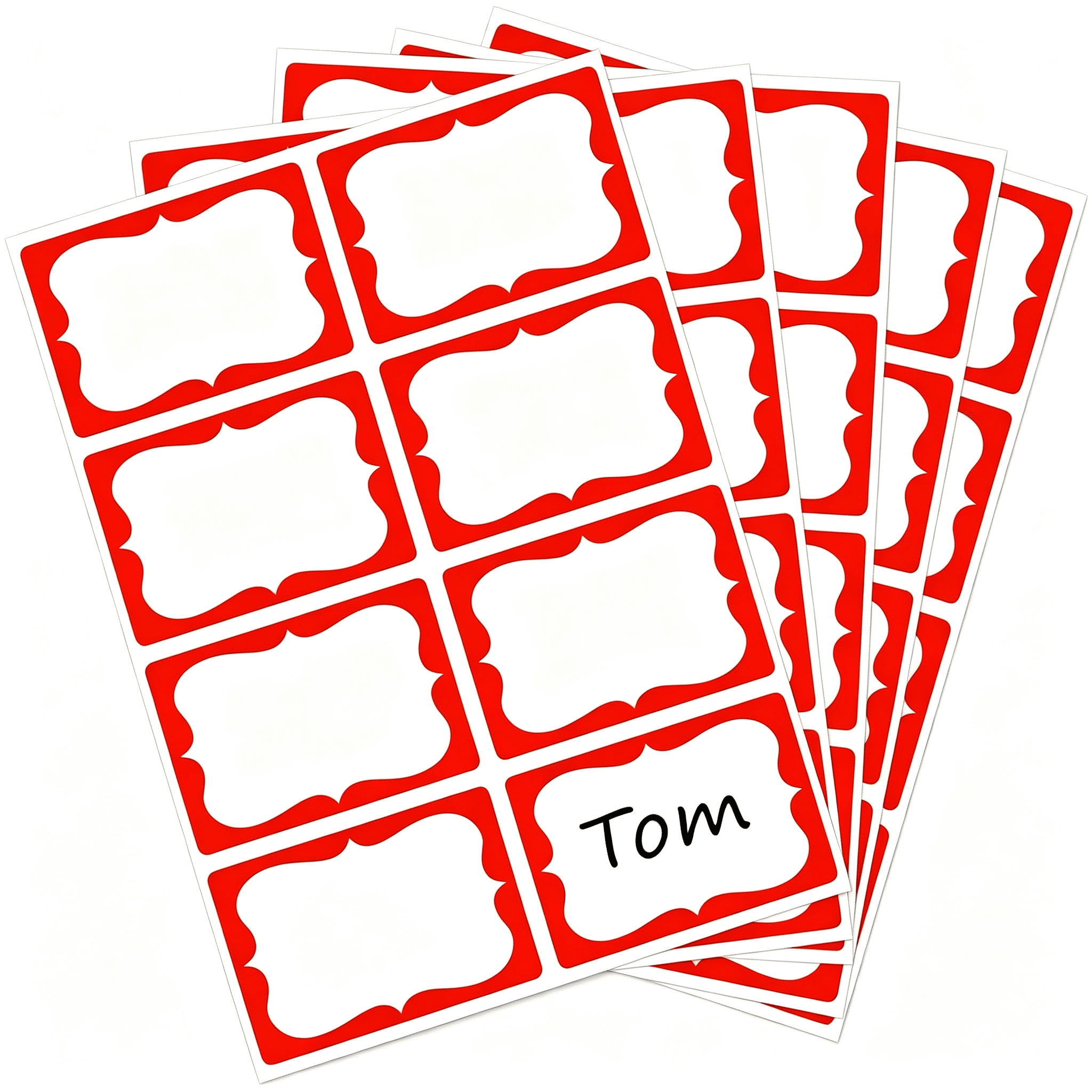 CCOCC Red Name Tags Stickers 3.5'' X 2.4'' 200 Pcs Self-Adhesive Name ...