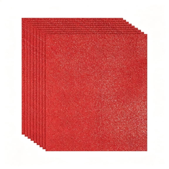 CCOCC Red Shiny Glitter Foam Sheet 11 X 8 Inch 2Mm Thick Sparkle Glitter Felt for Crafts Diy Project, 10 Pcs Vibrant Glitter Foam Sheets