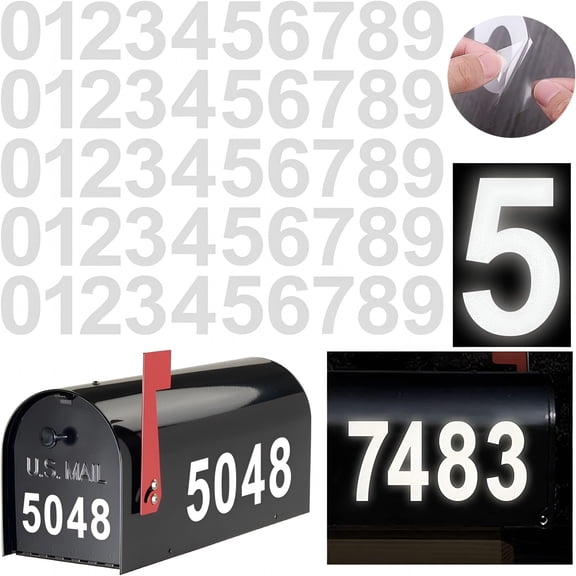 CCOCC Reflective Mailbox Numbers Sticker Decal Die Cut Classic Style Vinyl Waterproof Number Self Adhesive 5 Sets (3 inch, 5 sets) for Signs, Door, Cars, Trucks, Home, Business