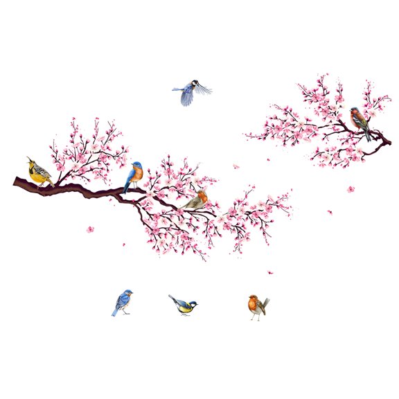 CCOCC Removable Cherry Blossom Flowers Wall Decals Flower Tree Branches Wall Stickers Tree Wall Decals