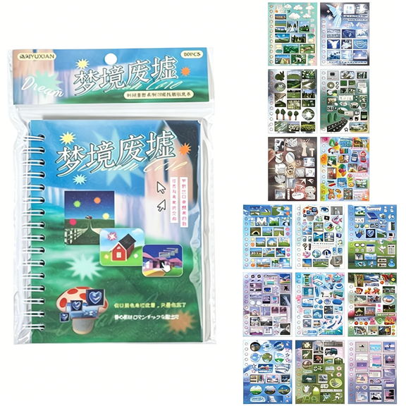 CCOCC Retro Sticker Book  Vintage Aesthetic Stickers with Frosted Glitter, 30-Page Japanese Journaling & Scrapbooking Supplies for Bulletjournal, DIY Decor Planner Accessories
