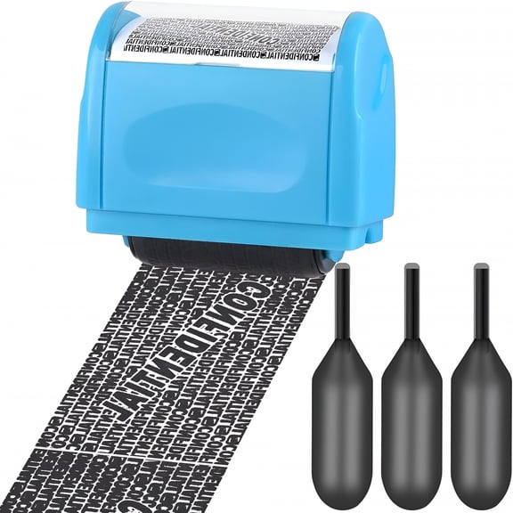 CCOCC Roller Security Stamp Set with 3 Refills, Privacy Protection Identity Covering Tool for Mail, Documents, Office, Home Address Hiding