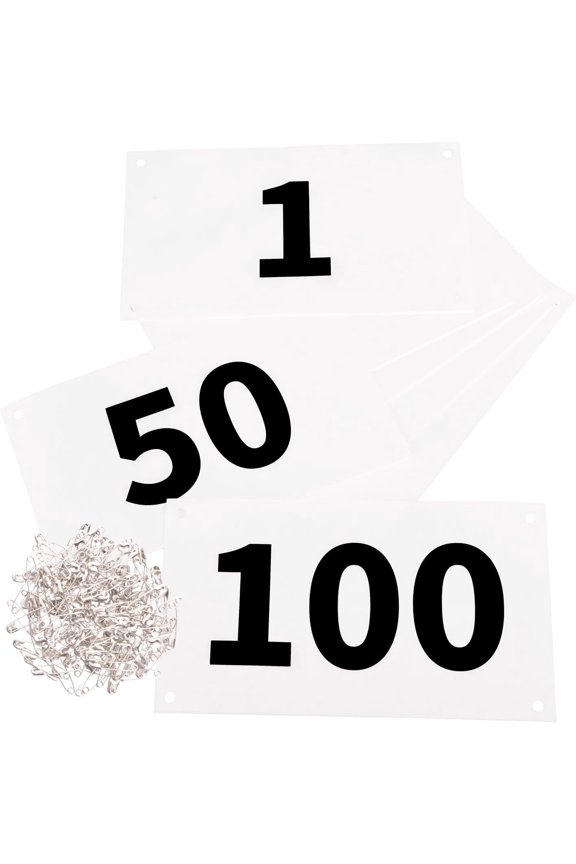 Running Bib Competitor Numbers with Safety Pins,Tyvek Tearproof Waterproof 4"X7"/ 6"X7.5"For Marathon Races Events