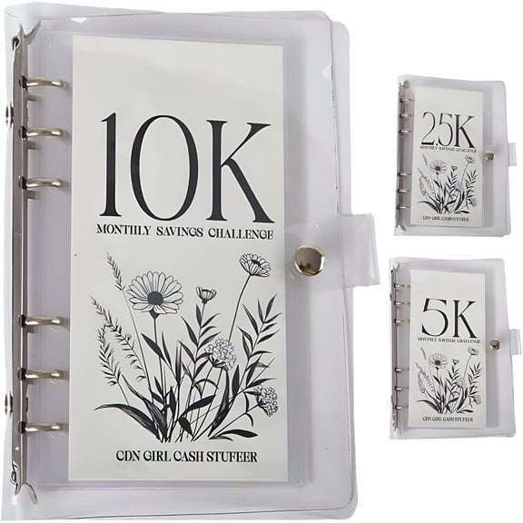 CCOCC Savings Challenge Book with Cash Envelopes, Money Saving Binder for 12 Months to Save 2.5K, 5K, 10K Dollars - Budget Planner and Expense Tracker