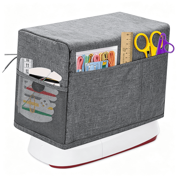 CCOCC Sewing Machine Cover,Protective Cover with Storage Pocket and Side Handles,Sewing Machine Cover Dust Cover for Most Standard Sewing Machine Etc,Printed Sewing Patterns(Grey)