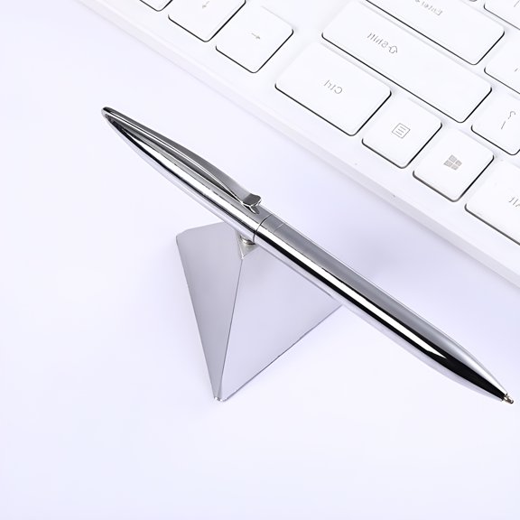 CCOCC Silver Metal Fountain Pen with Magnetic Base, Smooth Ink Signing Pen for Office