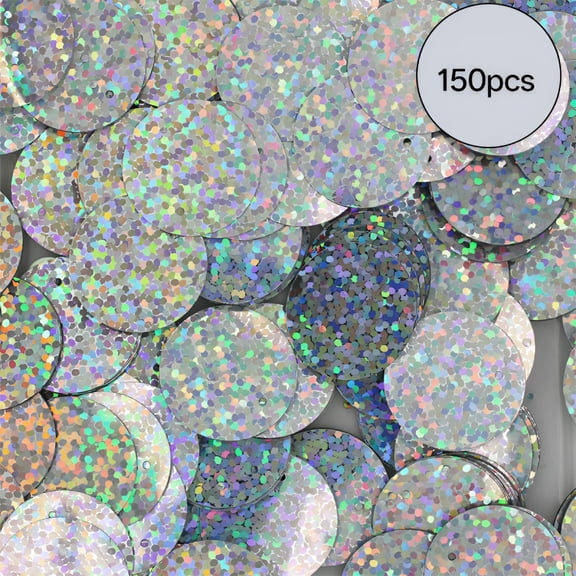 CCOCC Silver Sequins 20mm Top Hole Hologram Glitter Multi Reflective Metallic