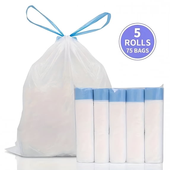 CCOCC Small Trash Bags 4 Gallon-Drawstring 4 Gallon Trash Bag,Tear-Free 4 Gal Small Garbage Bags,Separated Unscented White Small Trash Bags Bathroom Trash Bags,57 Count