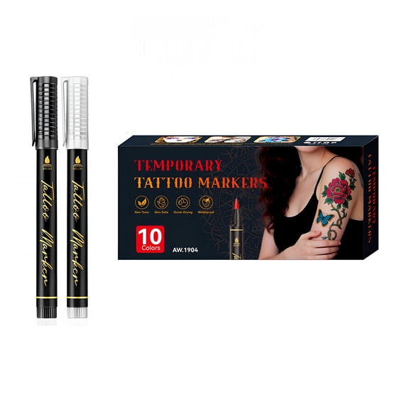 CCOCC Soft Tip Body Paint Tattoo Pen Water Based Washable Formula,Flexible Tip Paint Pen for Easy Application,Intricate Design Temporary Tattoos and Comfortable Use