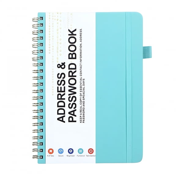 CCOCC Spiral Address Book with Alphabetical Tabs,Leather Password Book,Address Organizer Telephone Notebook Journal Keep Contact Safe Hardcover Large Print for Seniors Home Office 7.7"X5.6"