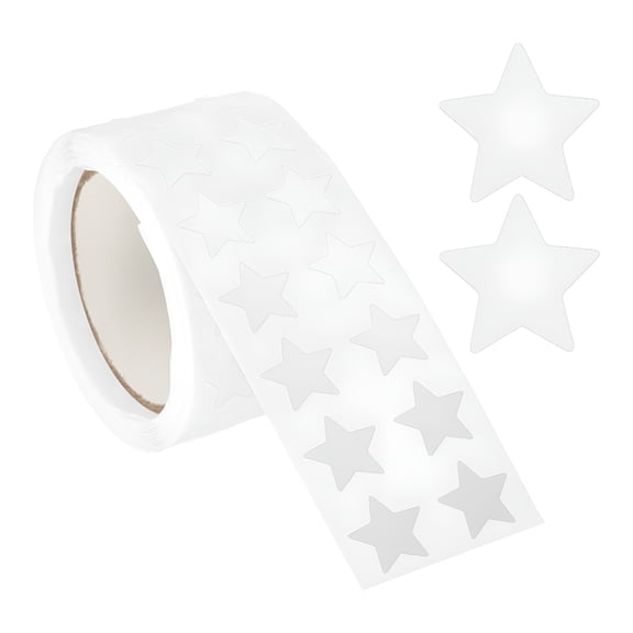 CCOCC Star Stickers Roll 1/2", 1000 Pcs Self-Adhesive Reward Stickers for Classroom Supplies sticker rolls, White