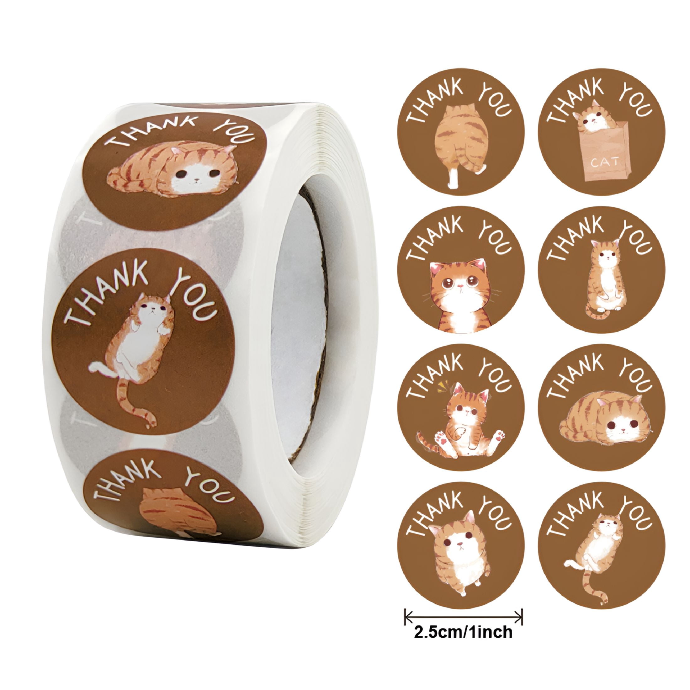 CCOCC Sticker 1.0in 500Pcs/Roll for Creative Cat Sticker Thank You ...