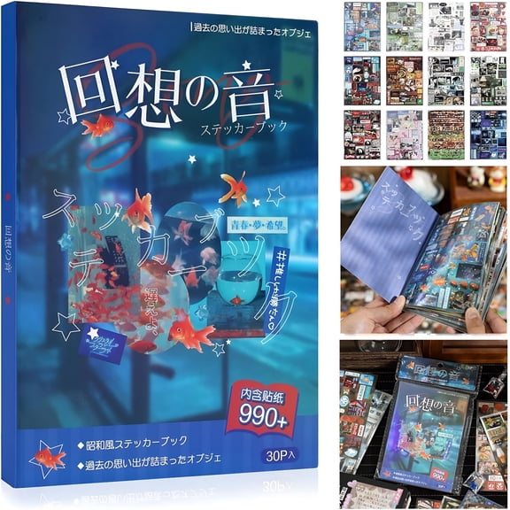 CCOCC Sticker Book,Retro Romantic Memory Series Comic Books Style Korean Sticker Aesthetic Stickers Book for Adults (Blue Style)