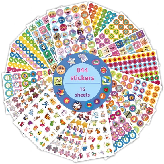 CCOCC Stickers for Kids Classroom,16 Sheets Reward Stickers Teacher Stickers,Potty Training Stickers for Reward Chart,Small Stickers Fun Stickers Affirmation Gift