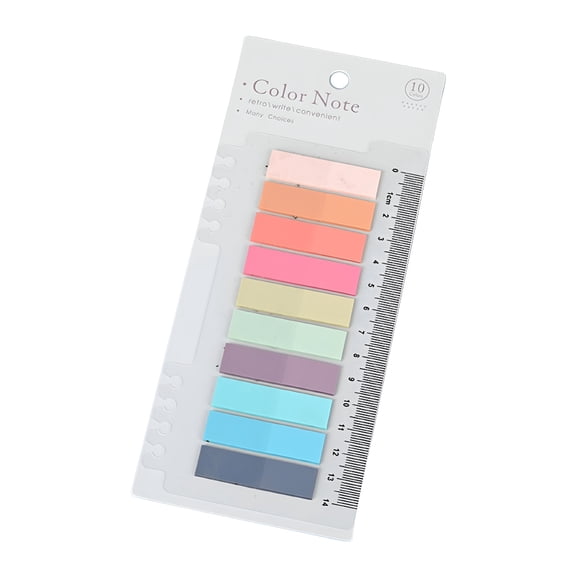 CCOCC Sticky Tabs 200 Pcs for Book, Colorful Sticky Index Tabs 10 Colors Translucent Annotation Tabs, Transparent, Writable Page Tabs with Ruler, Sticky Index Tabs