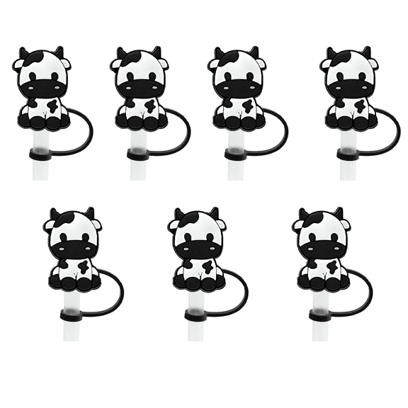 CCOCC Straw Toppers,Charming Cute Straw Covers,Flexible Non-Toxic Silicone Straw Covers,Creative Cow-Inspired Straw Caps
