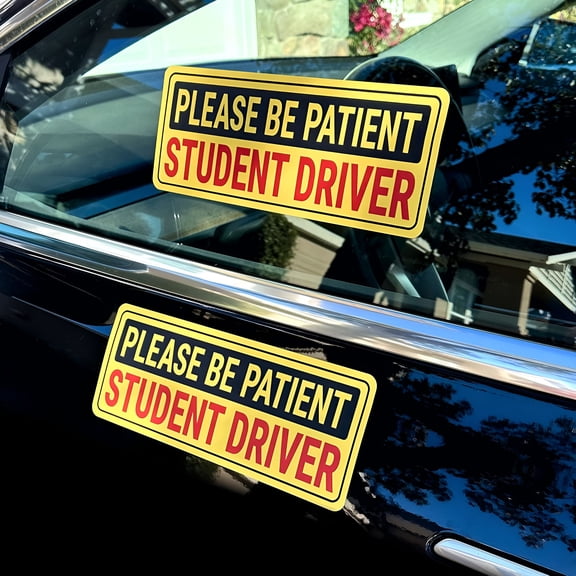 CCOCC Student Driver Stickers - Removable Non-Magnetic Vinyl Decal Signs for Cars & Windows (10X4 Inches,2-Pack)
