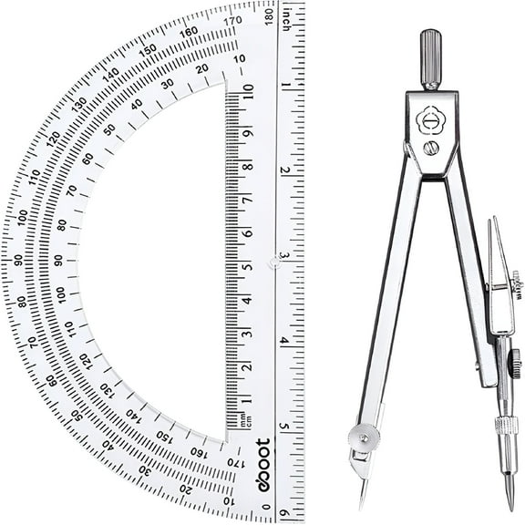 CCOCC Student Protractor,180 Degree,Clear Classic Compass Set,1 Pcs