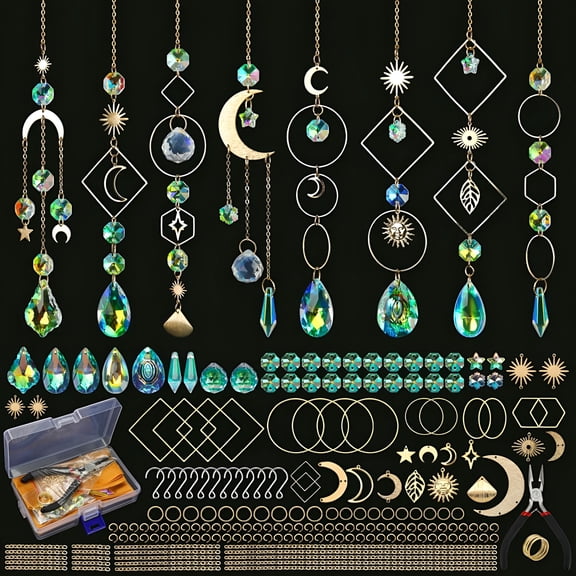 CCOCC Sun Catcher Kits for Adults,228Pcs Diy Suncatcher Making Supplies Arts and Crafts for Girls Women Hanging Ornaments for Indoor Windows Prism with Crystal Balls Gift