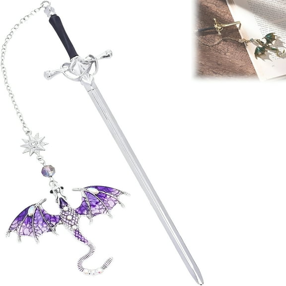 CCOCC Sword Bookmark, Cool Fourth Wing Dragon Bookmark, Aesthetic Vintage Tassel Metal Pendant, Gift for Reading Reader Men Boys(A)