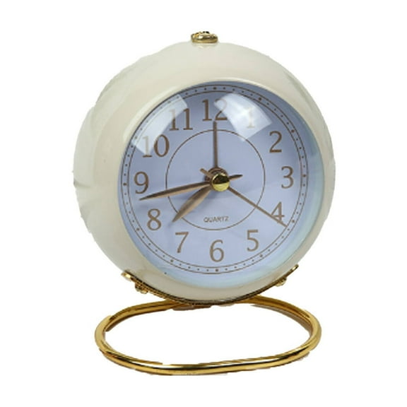 CCOCC Tabletop Clock,Silent Sweep Desk Clock with Nightlight,Metal Frame Table Clock with Fish-Eye Dial for Bold Design