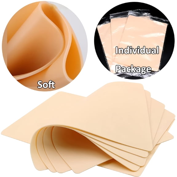 CCOCC Tattoo Practice Skin, 7.4x5.6 Inch Double Sided Fake Skin for Tattooing and Microblading, Soft Flexible Rubber Sheet for Eyebrow Art, Outlining and Shading, Beginner to Pro Training