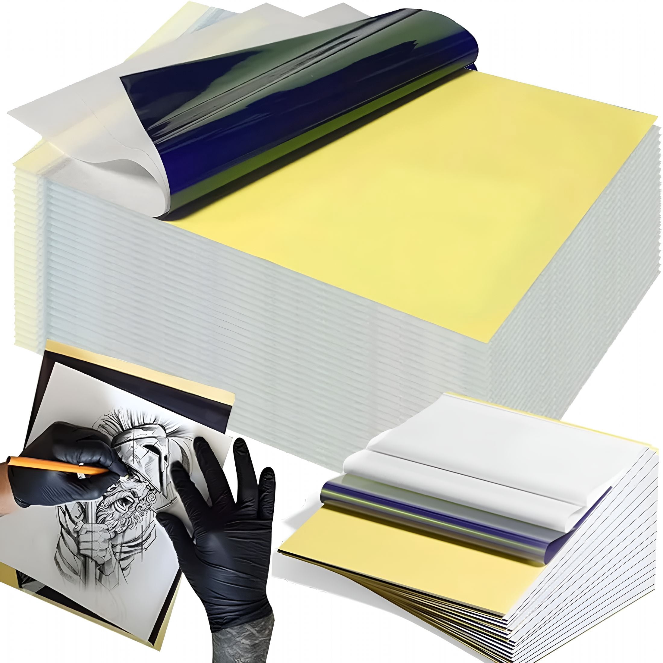 CCOCC Tattoo Transfer Paper 100 Sheets, Thermal Stencil Paper for Tattooing A4 Professional Tracing with Crisp Transfer 4 Layer Stencil Paper 8.27" x 12" Tattoo Supplies for Studios & Beginners