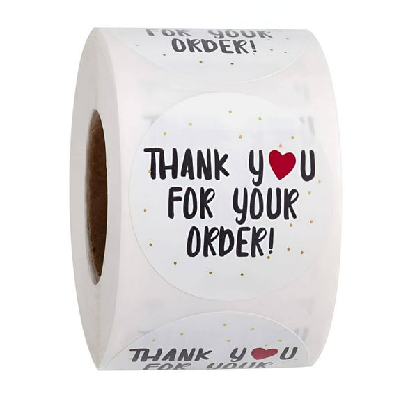 CCOCC Thank You Stickers,Roll Design Sticker Paper,Easy to Use Thank You Stickers Small Business,White