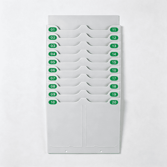 CCOCC Time Card Holder Wall Mount Expandable Time Clock Rack Double Row 20 Slot Rack Card Holder for 7 X 3.46-Inch Timesheets for Attendance Payroll Employee Assignment in Out Timecard Rack, Gray