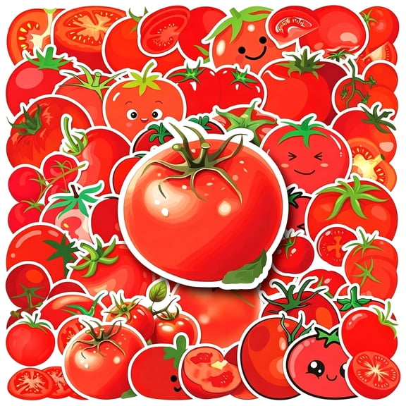 CCOCC Tomato Stickers |50Pcs Tomato Waterproof Vinyl Decals for Water Bottles Laptop Refrigerator Luggage Computer Mobile Phone Skateboard Dcor Tomato Themed Gifts