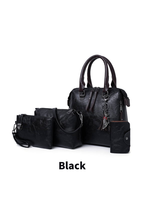Tote Bag for Women,Four-Piece Set Designer Handbags for Women,One Shoulder Bucket Bag,Black