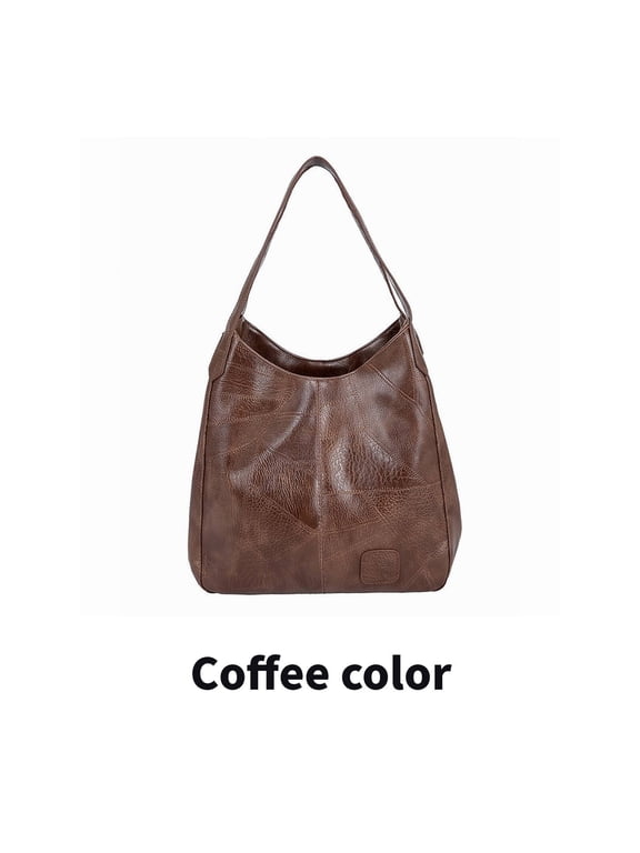 Tote Bag for Women,Vintage Leather Designer Handbags for Women,Multiple Layers Bucket Bag,Coffee