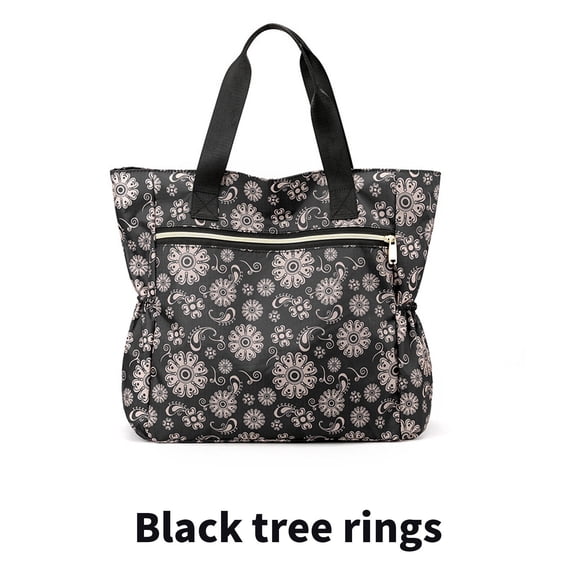 AOMRCOL Tote Bags,Zipper Canvas Tote Bag,Storage Large Tote Bags for Women,Black Rings