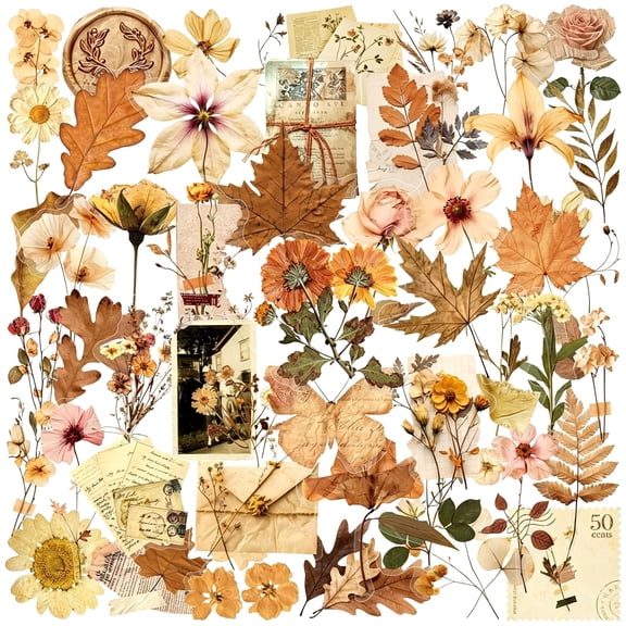 CCOCC Transparent Flora Scrapbook Stickers Aesthetic Flowers Stickers(Bro)|Transparent&Waterproof Sticker for Scrapbook Journal Water Bottle Diy Crafts,Party Supplies