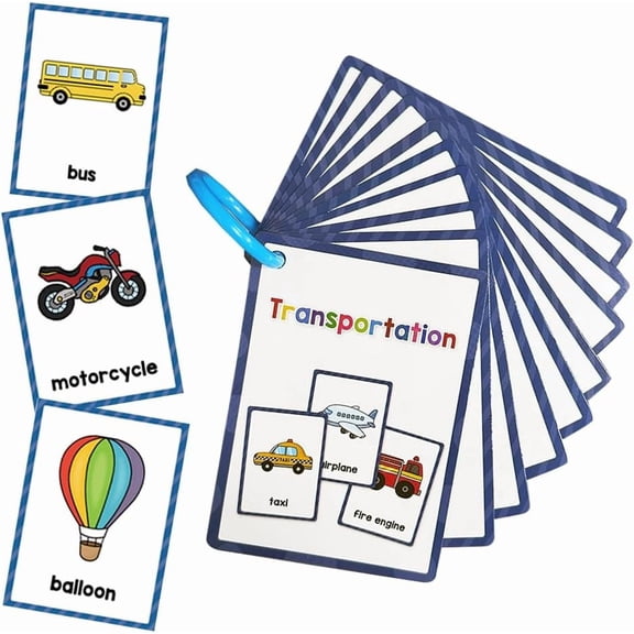 CCOCC Transportations English Learning Flashcards - High Frequency Words, Beginning Reading, Kindergarten Teaching Materials, Autism Learning, Vocabulary Building - 10 Cards, 18 Words