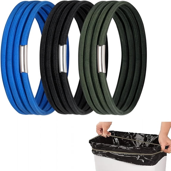 CCOCC Trash Can Rubber Bands, Fit 13-30 Gallon Garbage Can, Set of 3 Elastic Trash Can Bands Heavy Duty for Kitchen Bathroom, Garbage Bin & Litter Box Bands to Keep Trash Liners in Place