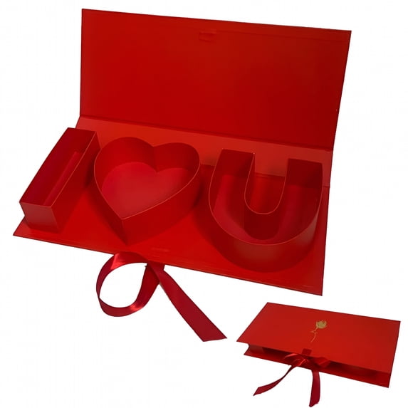 CCOCC Valentines Day Flower Gift Box, Empty Cardboard Letter Fillable Paper Gift Boxes, Flower Box with Lids for Arrangements Floral, Flowers Chocolate Packaging for Xmas Wedding Party